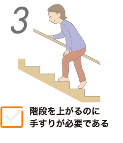 3 階段を上がるのに手すりが必要である